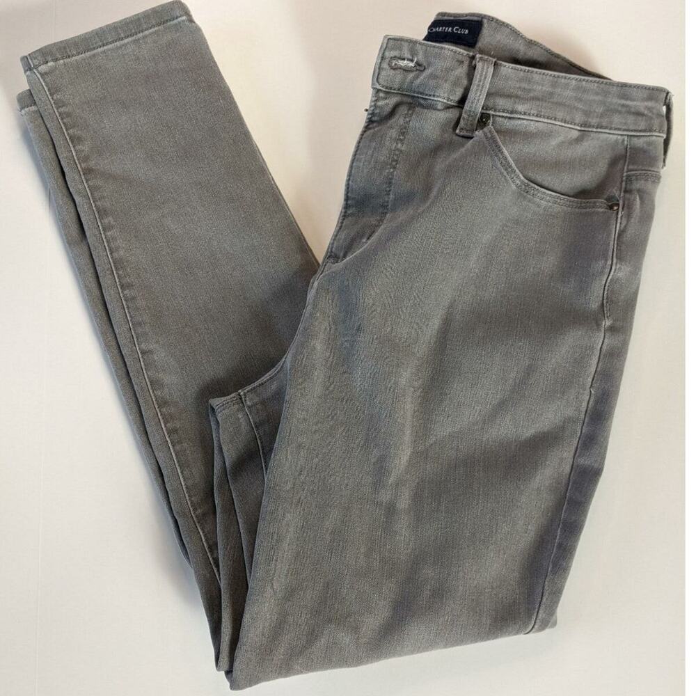 Charter Club Jeans‎ Windham Skinny Leg High Rise Gray Flint Wash 12S 12 Short